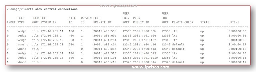 show-control-connections-vManage-vSmart-cisco-sd-wan