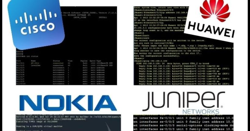 network operating system NOS Cisco IOS, Juniper JUNOS, Nookia SR OS, Huawei VRP