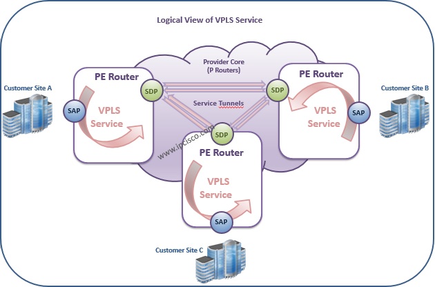 Alcatel-Lucent, Logical View of VPLS Alcatel-Lucent, Logical View of VPLS