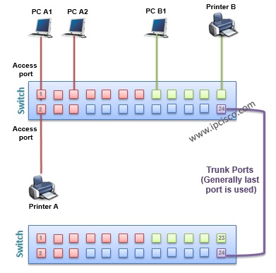 vlan(virtual local area network) port types vlan(virtual local area network) port types, access port, trunk port